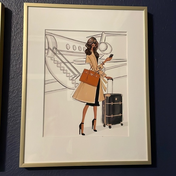 8x10 graphic art with gold frame and white backdrop - Picture 1 of 1